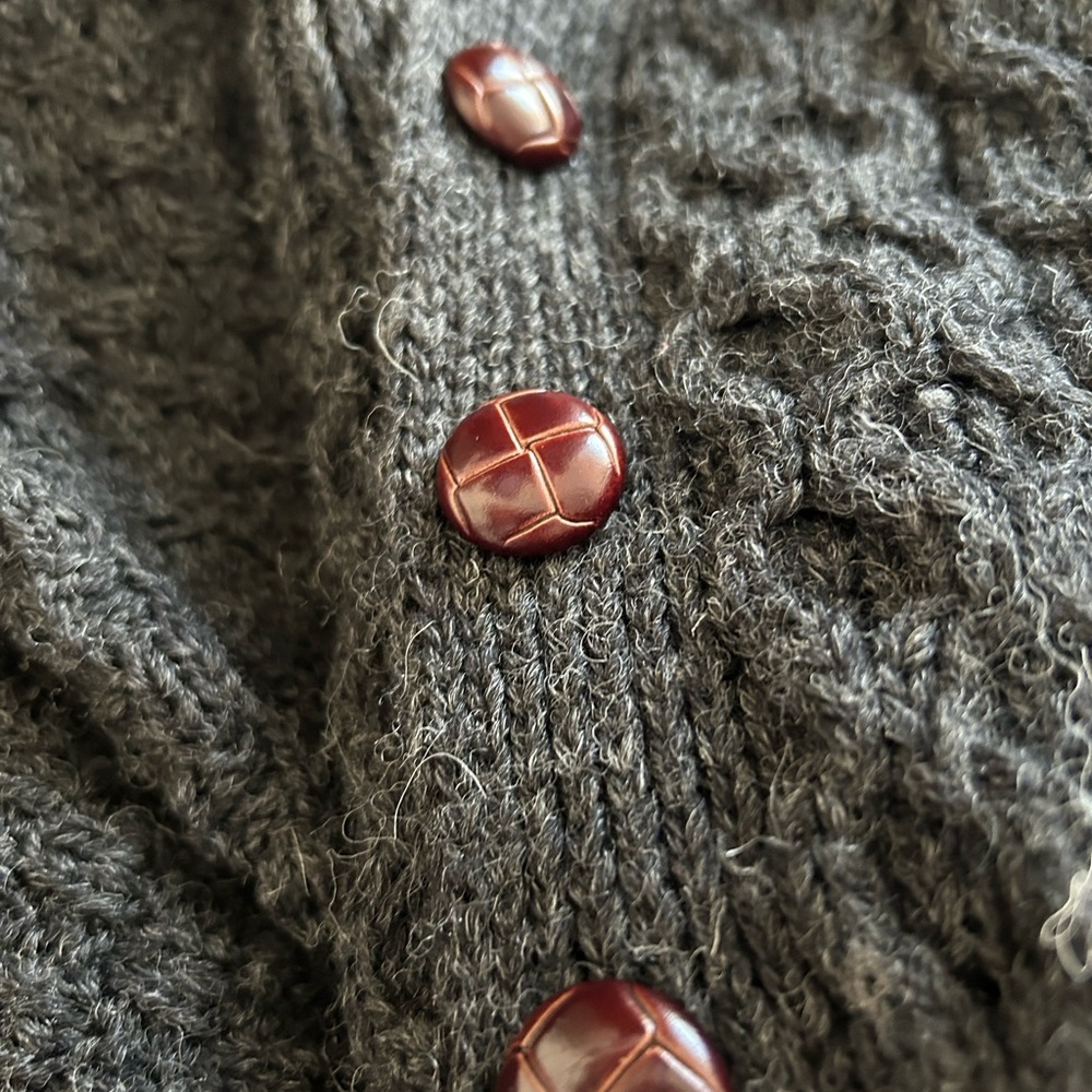 Dark Gray Blarney Woollen Mills Pure New Wool Cardigan Sweater Large - Picture 10 of 12